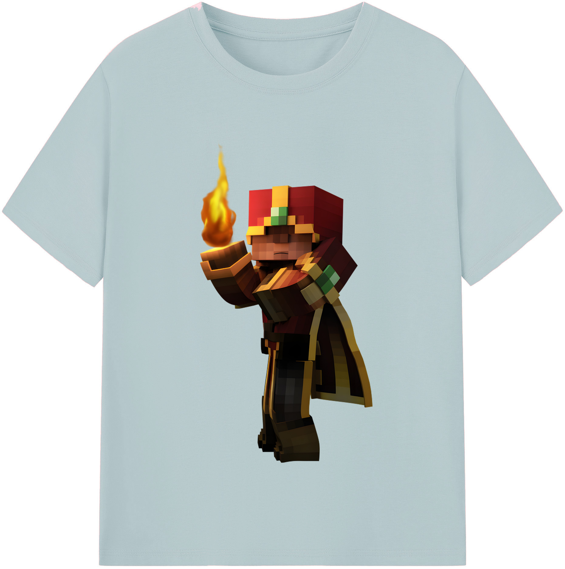 （画像用） マインクラフト ブロックの世界 Minecraft MC Block world 綿100％半袖Tシャツ（フロントプリント）